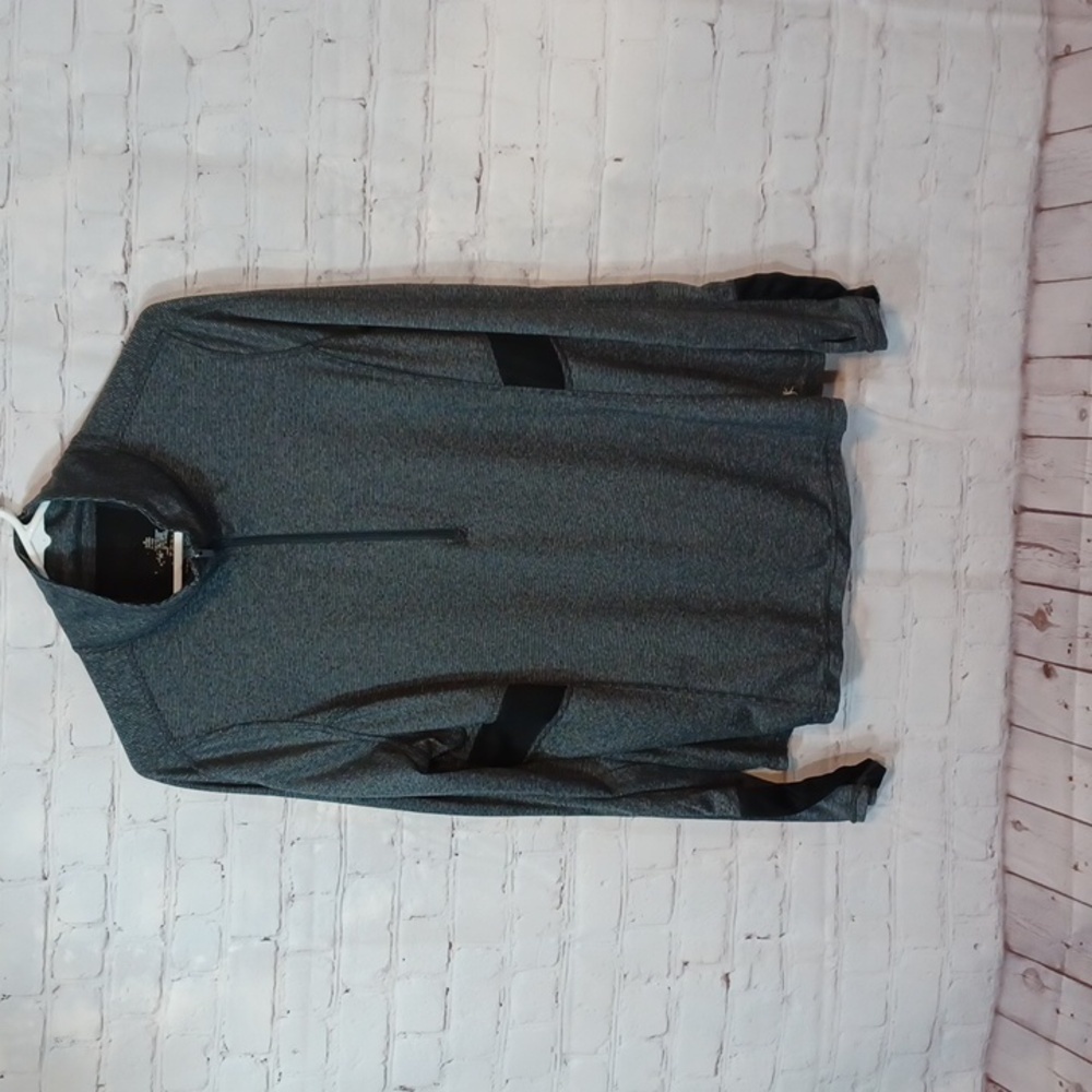 Danskin  1/4 Zip  Womans Black‎ & Gray   Finger Holes  Running Jacket